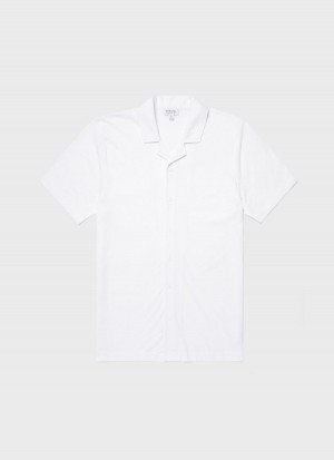 White Sunspel Riviera Camp Collar Shirt | 52879-LJAR | USA