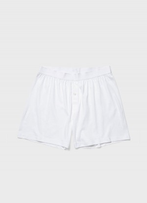 White Sunspel Sea Island Cotton One‑Button Shorts | 75380-CIOF | USA