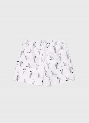 White Sunspel Sunspel x Matt Blease Drawstring Swim Shorts | 81236-PMUF | USA