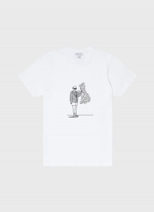 White Sunspel Sunspel x Matt Blease Print T-shirt | 74953-PABW | USA