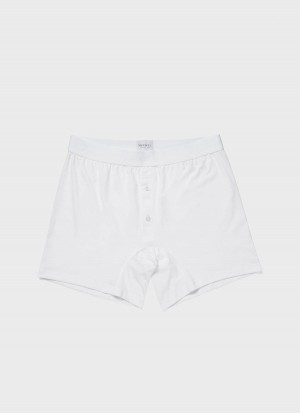 White Sunspel Superfine Cotton Two‑Button Shorts | 61358-DBPH | USA