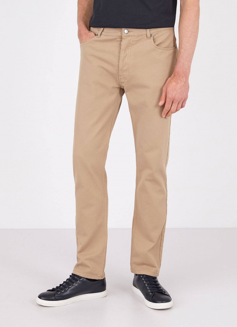 Beige Sunspel Cotton Drill 5 Pocket Trouser | 92186-XZOF | USA