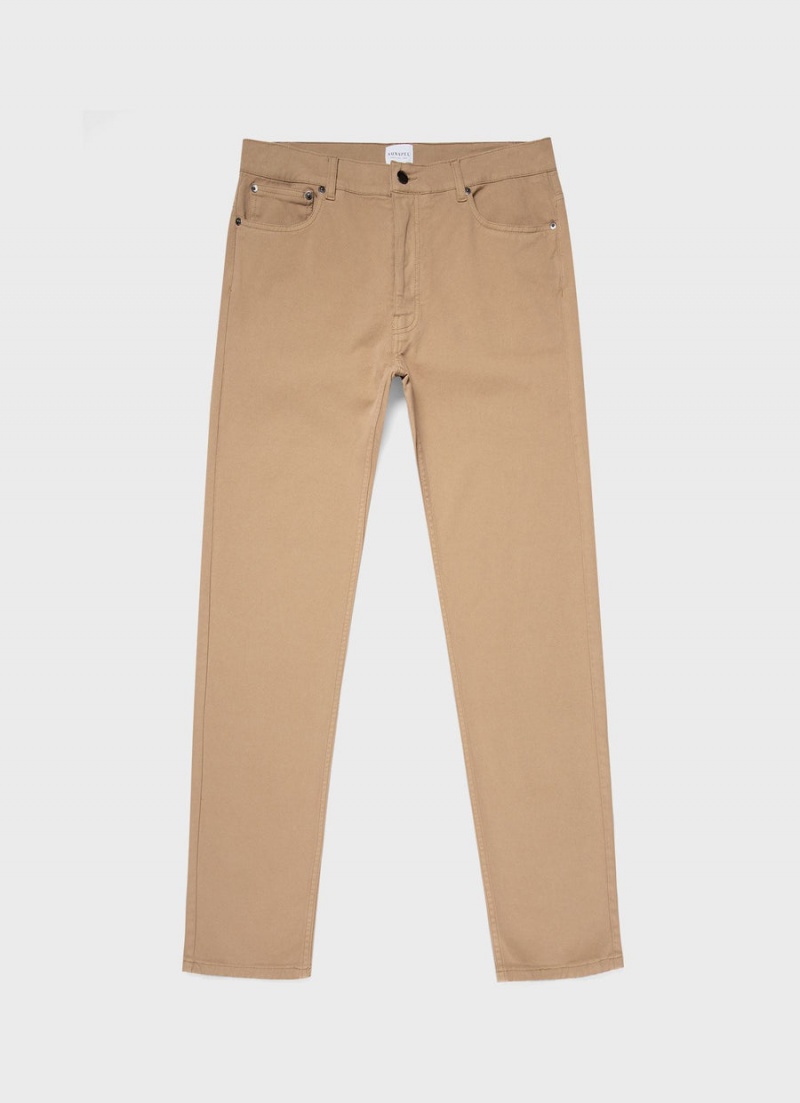 Beige Sunspel Cotton Drill 5 Pocket Trouser | 92186-XZOF | USA