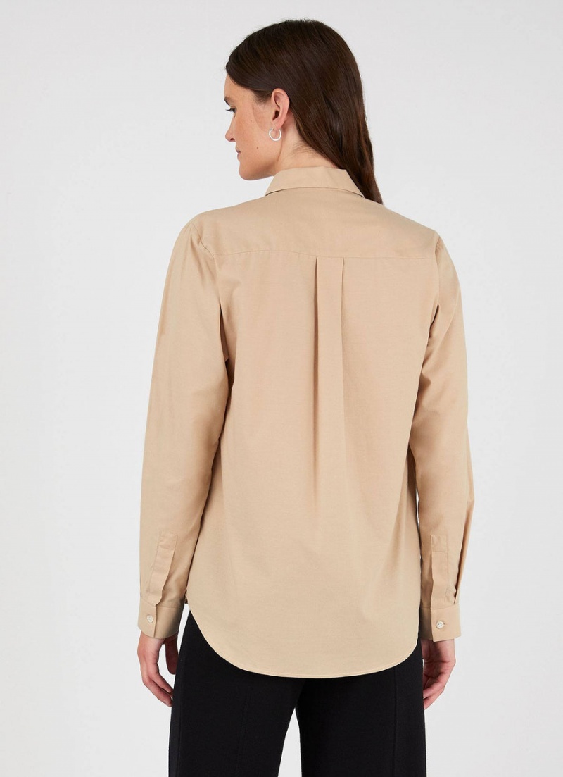 Beige Sunspel Cotton Shirt | 06879-BVEC | USA