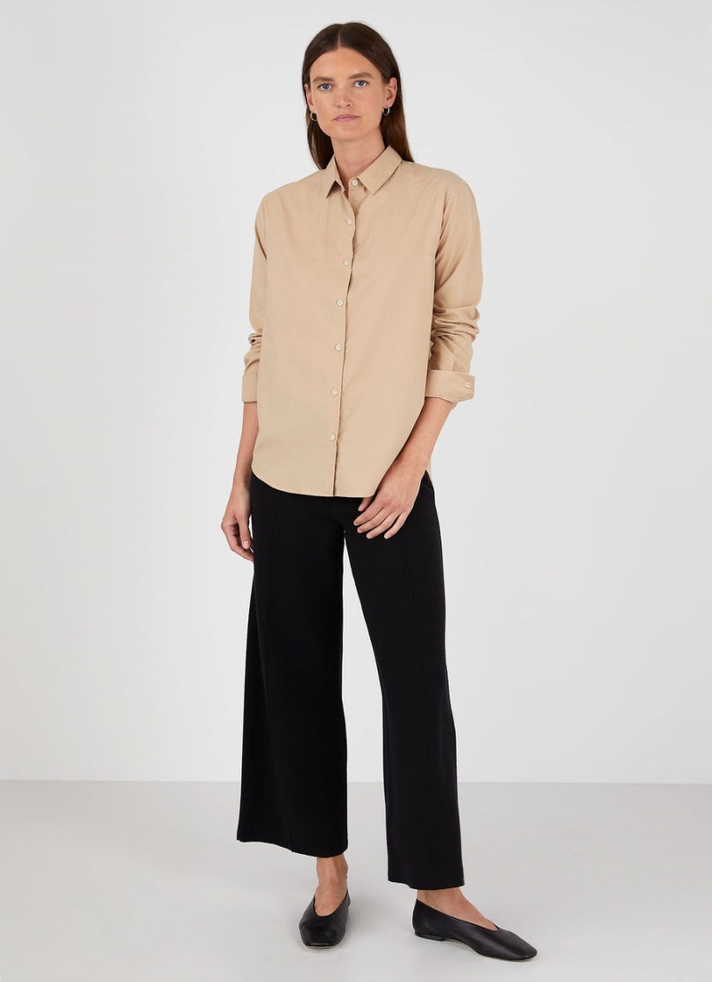 Beige Sunspel Cotton Shirt | 06879-BVEC | USA