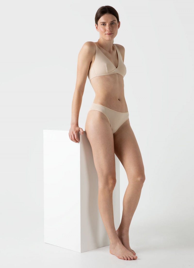 Beige Sunspel Cotton Stretch Bralette | 13528-COXT | USA