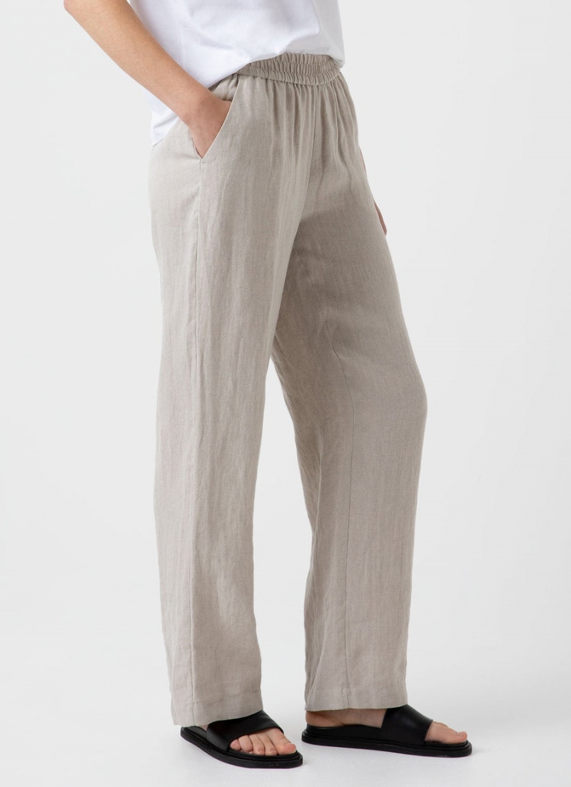 Beige Sunspel Drawstring Wide Leg Trouser | 42156-AOLK | USA