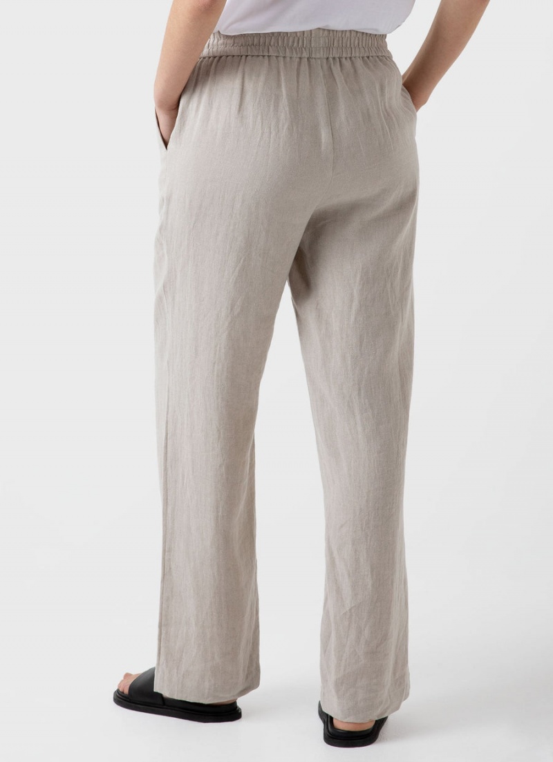 Beige Sunspel Drawstring Wide Leg Trouser | 42156-AOLK | USA