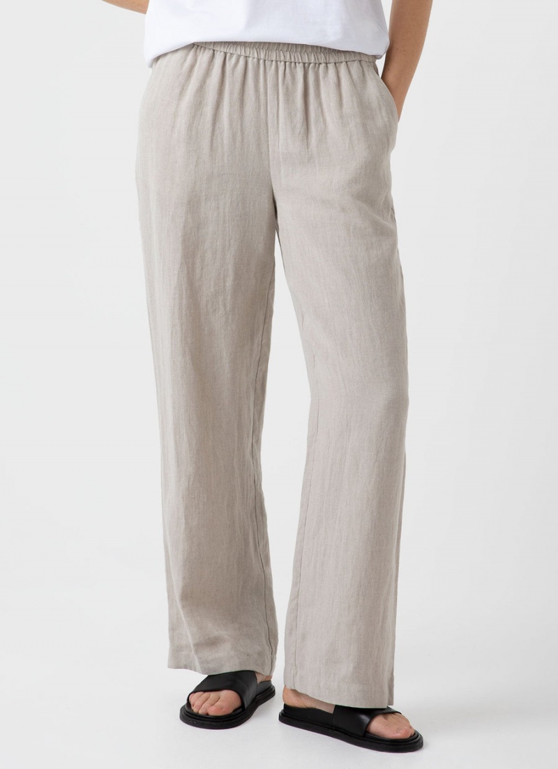 Beige Sunspel Drawstring Wide Leg Trouser | 42156-AOLK | USA