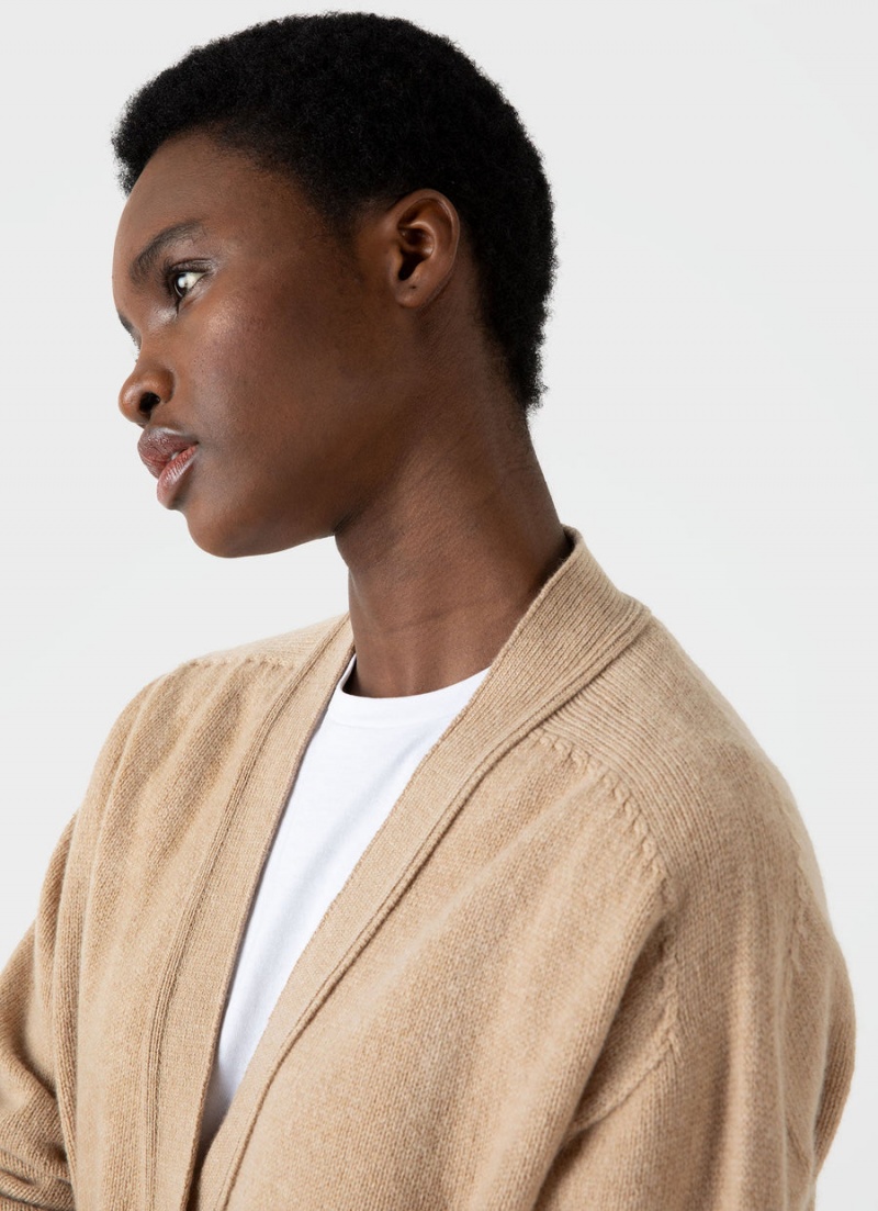 Beige Sunspel Lambswool Cardigan | 92301-JRGI | USA