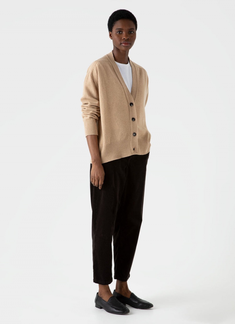 Beige Sunspel Lambswool Cardigan | 92301-JRGI | USA