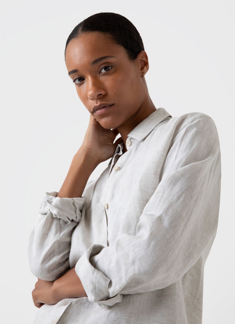 Beige Sunspel Linen Shirt | 54937-SWMQ | USA