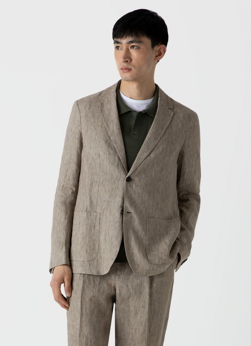 Beige Sunspel Linen Unstructured Blazer | 10674-OBWA | USA