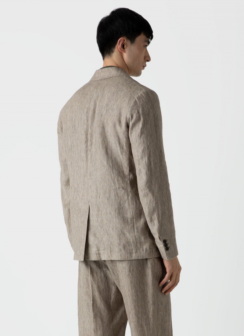 Beige Sunspel Linen Unstructured Blazer | 10674-OBWA | USA