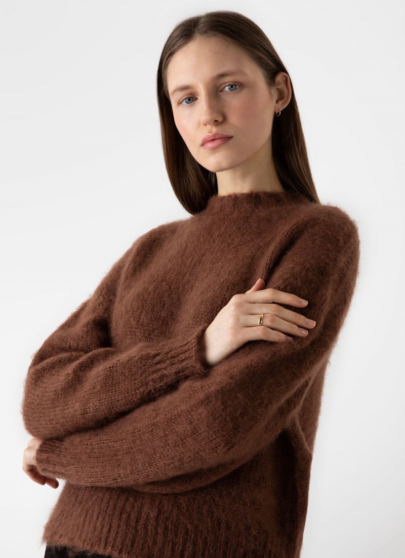 Beige Sunspel Mohair Silk Crew Neck Jumper | 62951-PAIT | USA