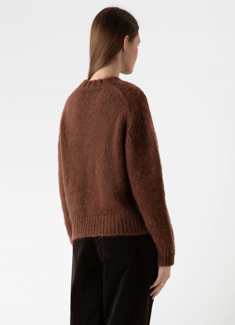 Beige Sunspel Mohair Silk Crew Neck Jumper | 62951-PAIT | USA