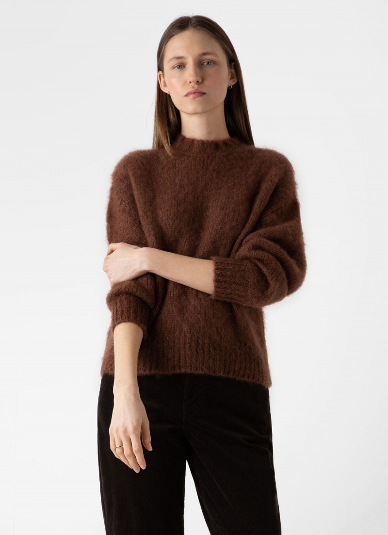 Beige Sunspel Mohair Silk Crew Neck Jumper | 62951-PAIT | USA