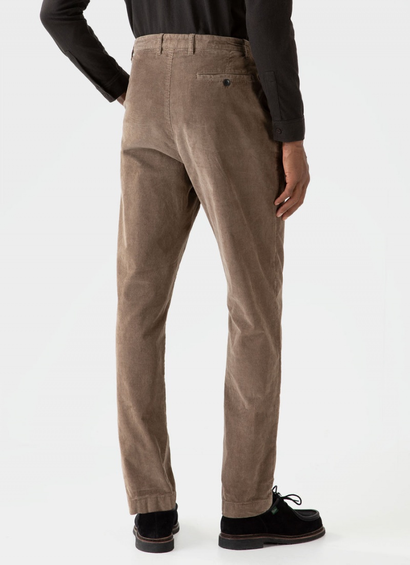 Beige Sunspel Pleated Corduroy Trouser | 96812-DMCV | USA