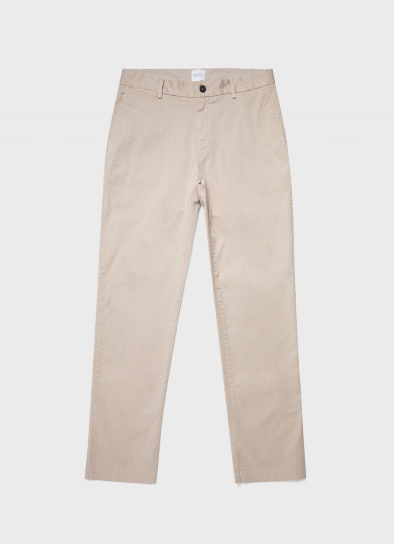 Beige Sunspel Regular Fit Stretch Chino | 32594-HDLE | USA