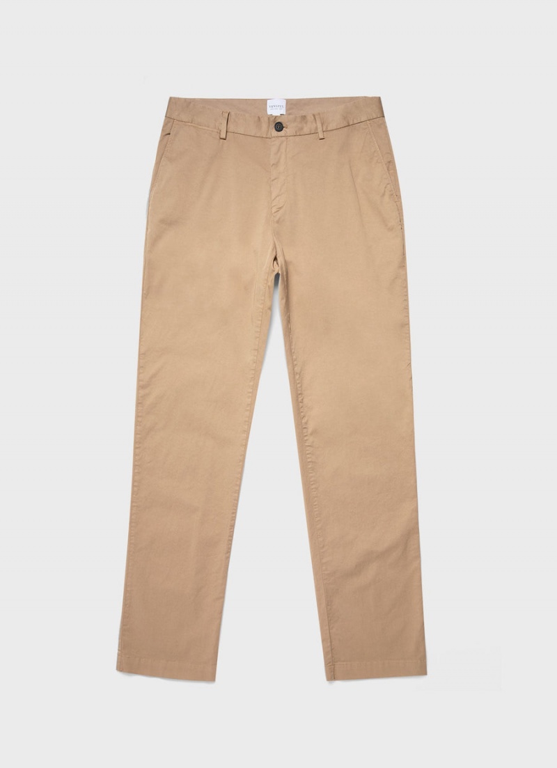 Beige Sunspel Regular Fit Stretch Chino | 98540-KRWH | USA