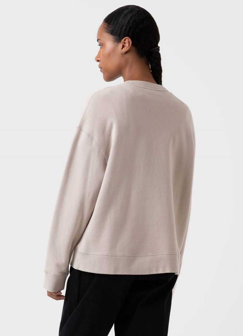 Beige Sunspel Relaxed Loopback Sweatshirt | 32617-GIWE | USA