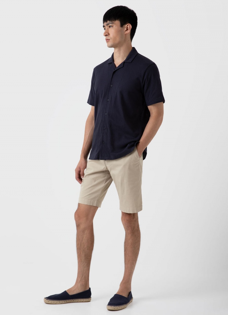 Beige Sunspel Stretch Cotton Twill Chino Shorts | 19426-SFMG | USA