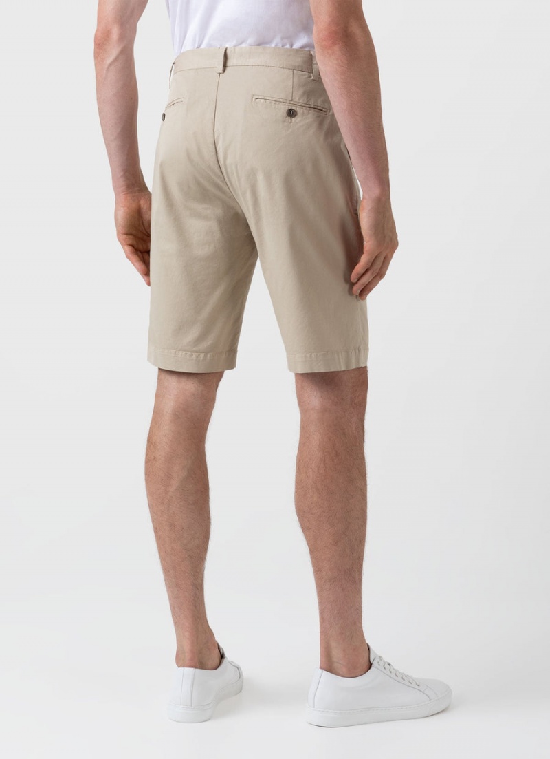 Beige Sunspel Stretch Cotton Twill Chino Shorts | 19426-SFMG | USA