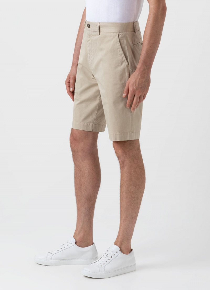 Beige Sunspel Stretch Cotton Twill Chino Shorts | 19426-SFMG | USA