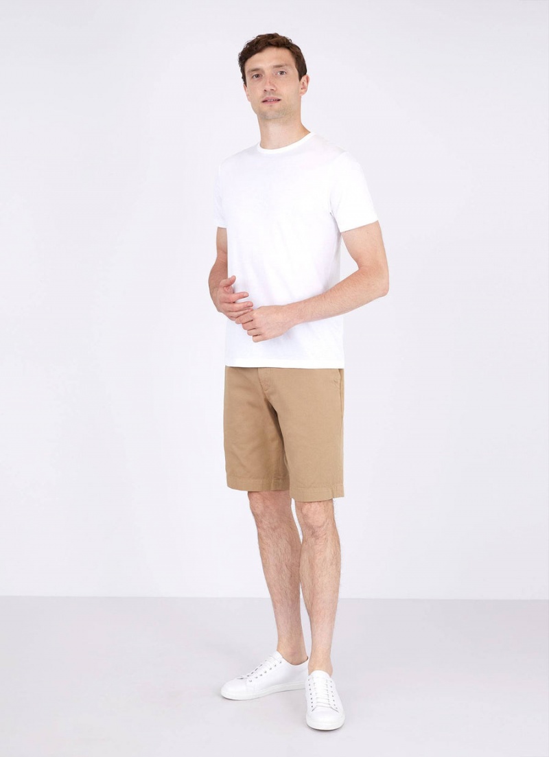 Beige Sunspel Stretch Cotton Twill Chino Shorts | 92375-MPEU | USA