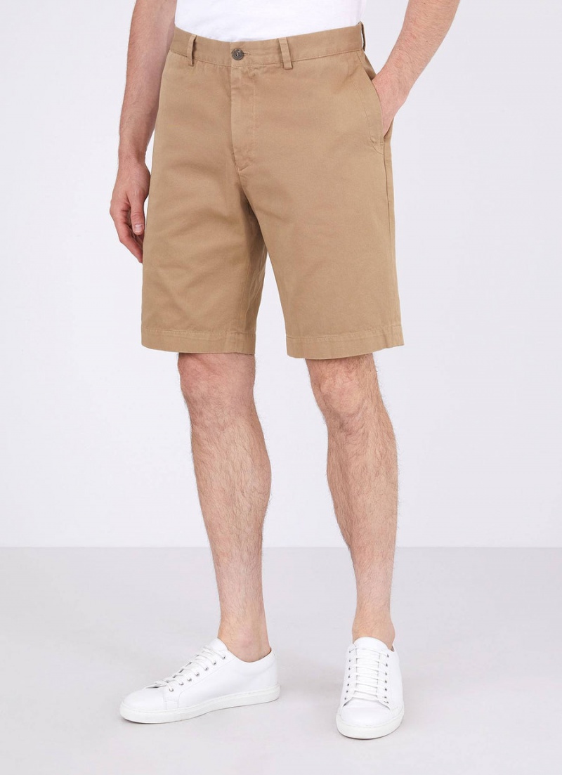 Beige Sunspel Stretch Cotton Twill Chino Shorts | 92375-MPEU | USA