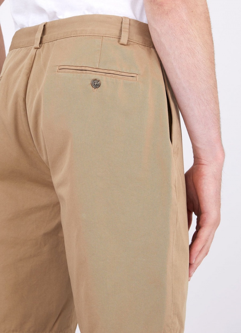 Beige Sunspel Stretch Cotton Twill Chino Shorts | 92375-MPEU | USA