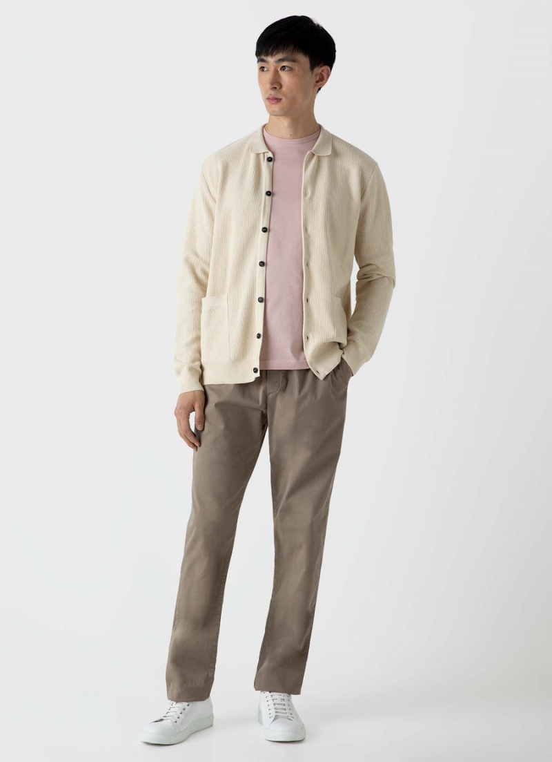 Beige Sunspel Twill Drawstring Trouser | 90518-QTWG | USA