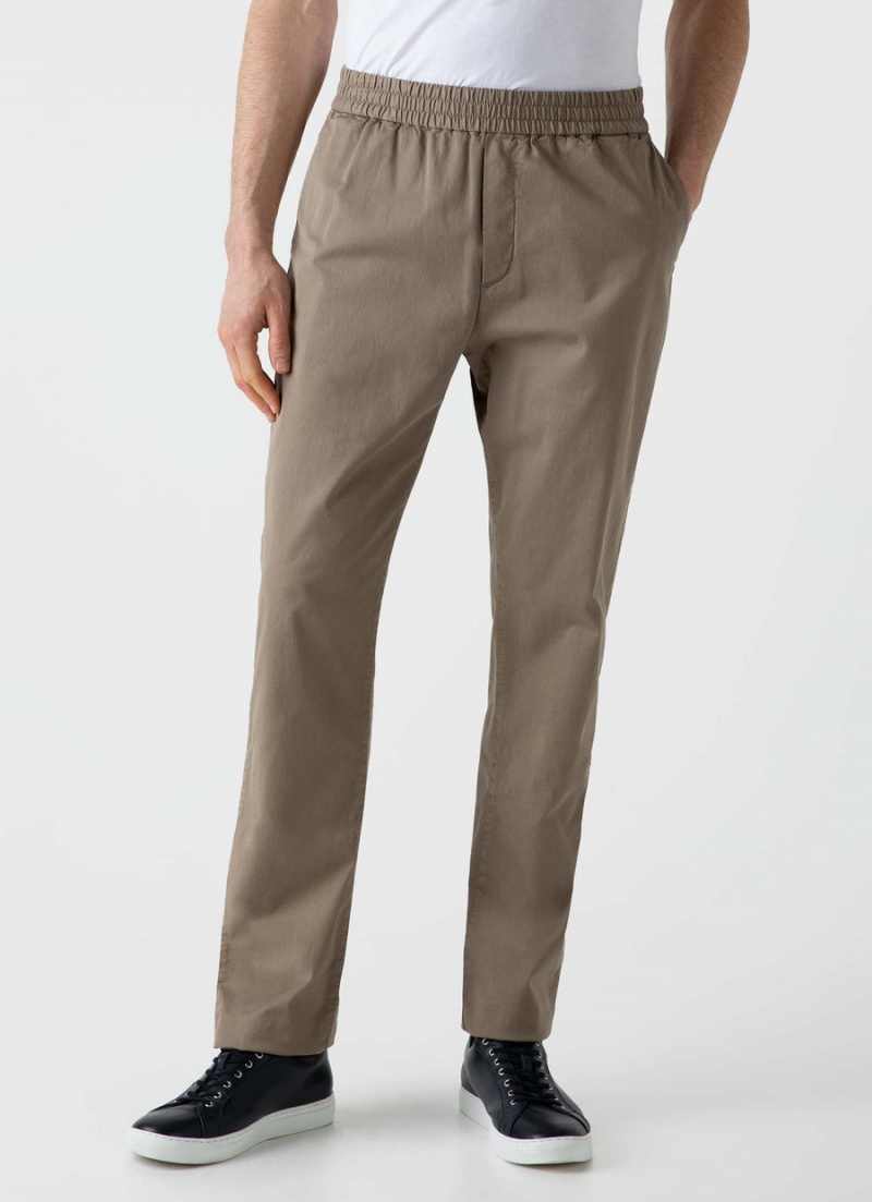 Beige Sunspel Twill Drawstring Trouser | 90518-QTWG | USA