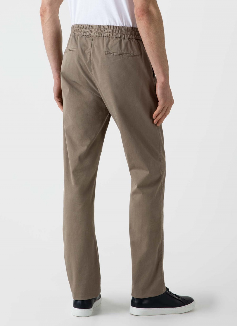 Beige Sunspel Twill Drawstring Trouser | 90518-QTWG | USA