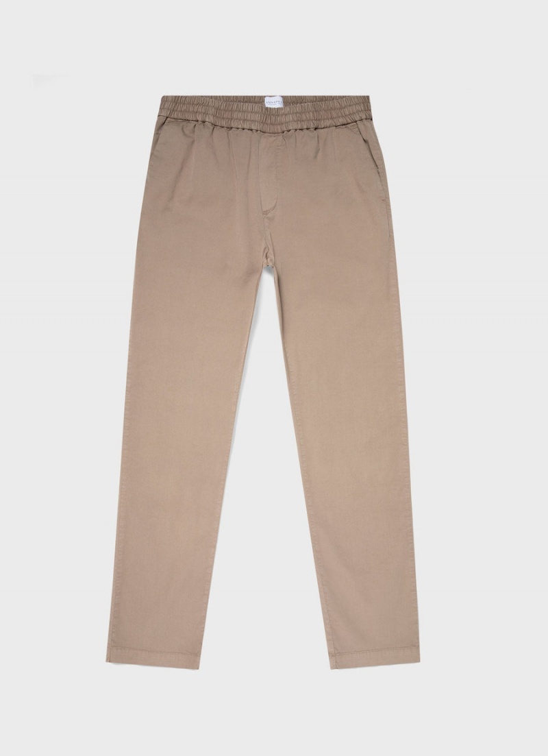 Beige Sunspel Twill Drawstring Trouser | 90518-QTWG | USA