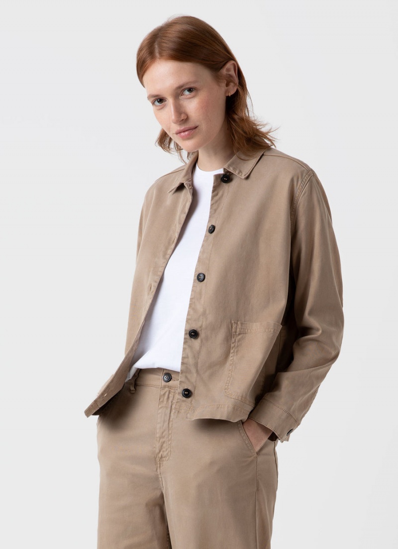 Beige Sunspel Twin Pocket Jacket | 67125-WNVK | USA