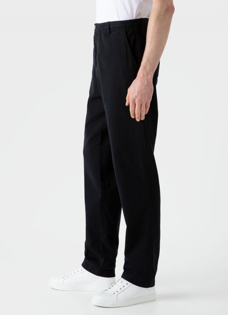 Black Sunspel Brushed Cotton Chore Trouser | 32164-FRZD | USA