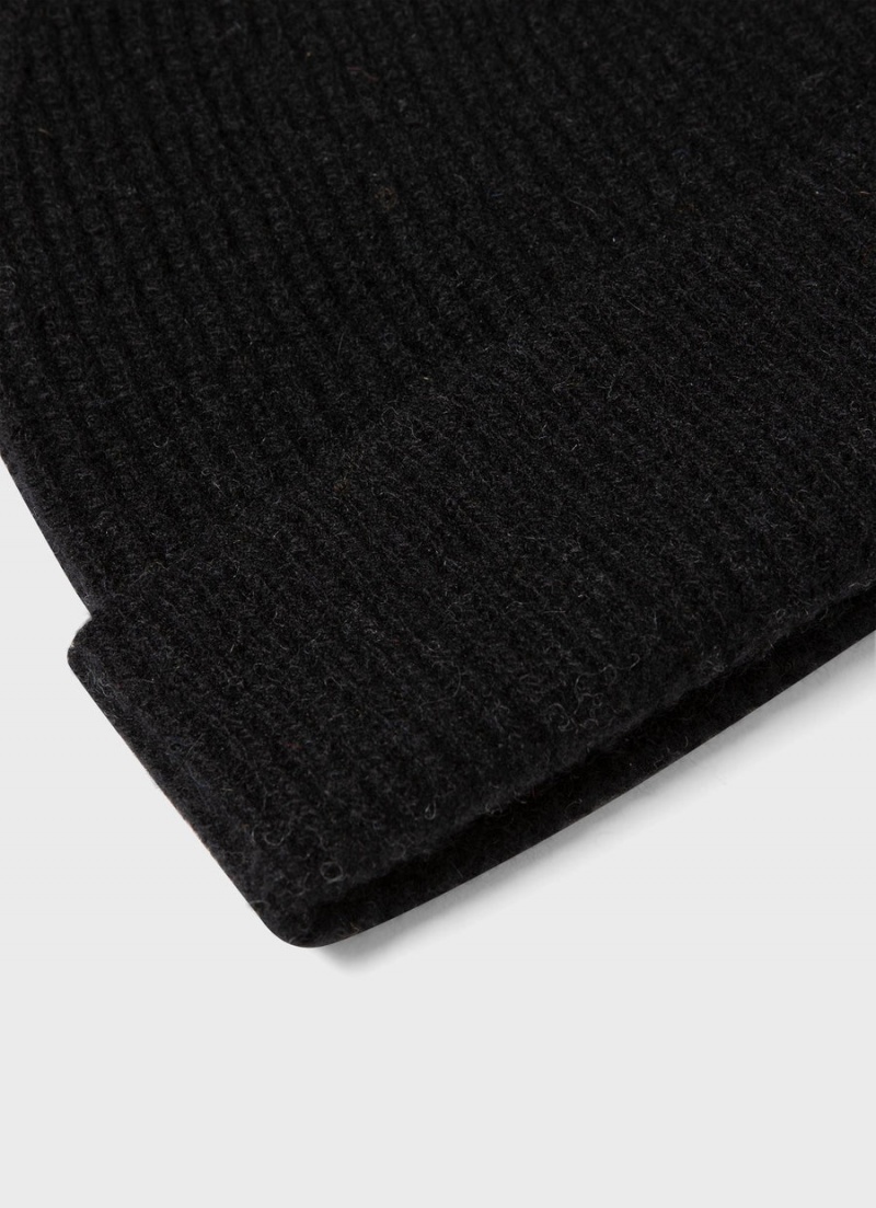 Black Sunspel Cashmere Ribbed Hat | 45872-NQHW | USA