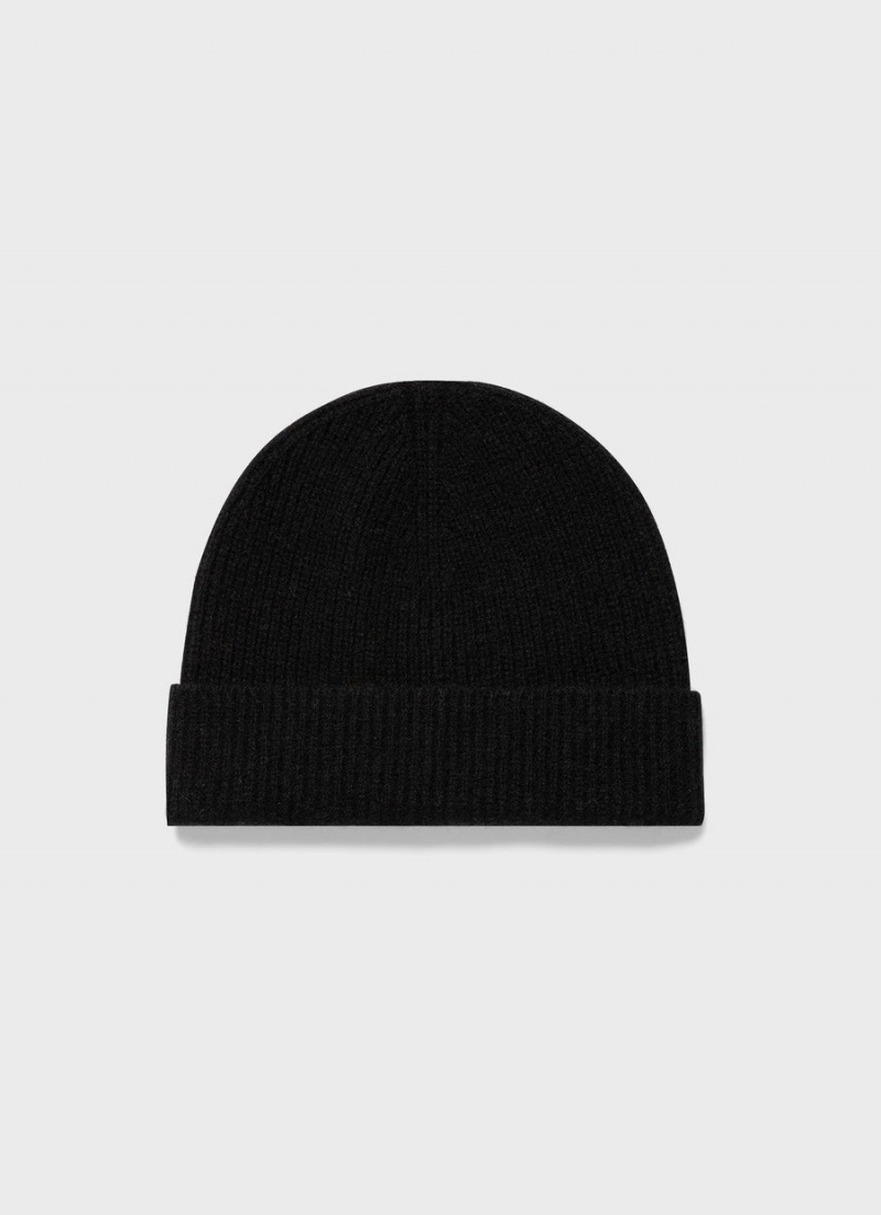 Black Sunspel Cashmere Ribbed Hat | 45872-NQHW | USA