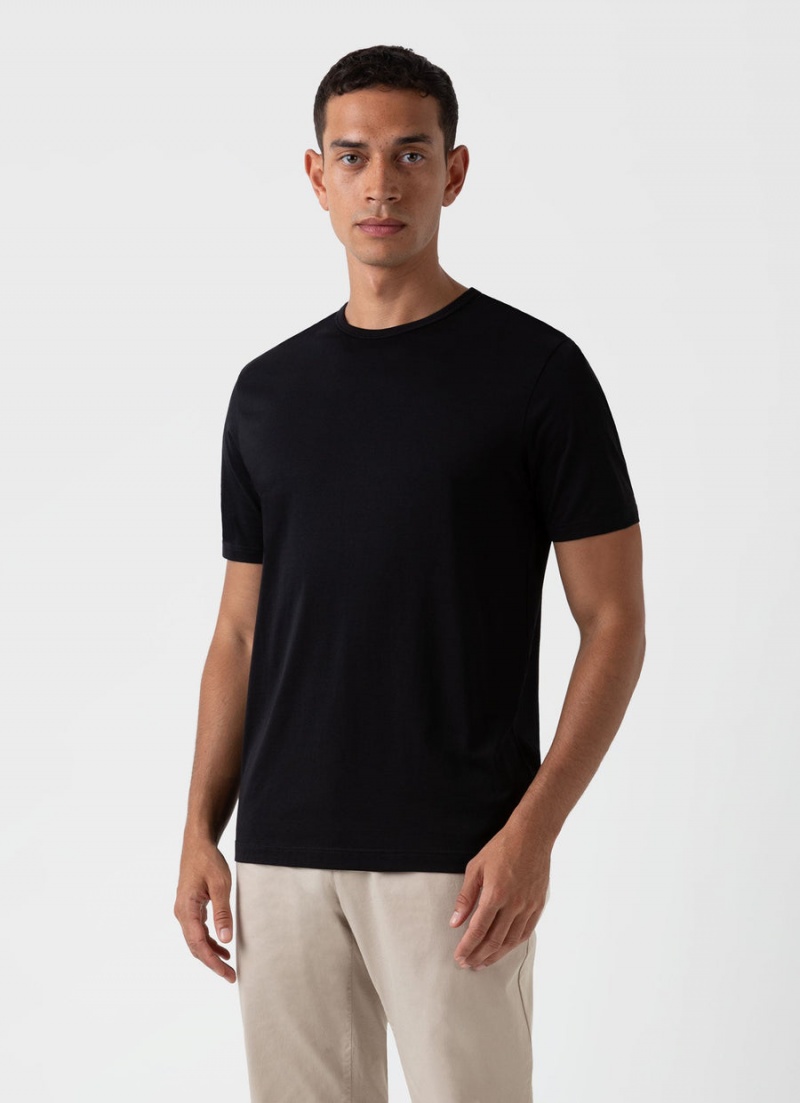 Black Sunspel Classic T-shirt | 10736-XQFY | USA