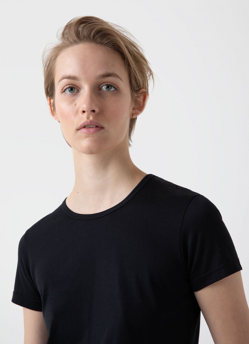 Black Sunspel Classic T-shirt | 20537-OYQC | USA