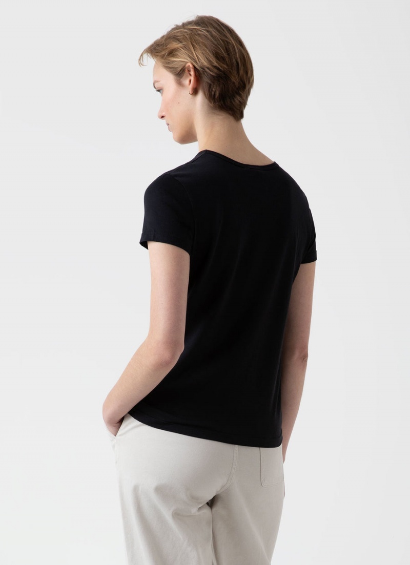 Black Sunspel Classic T-shirt | 20537-OYQC | USA