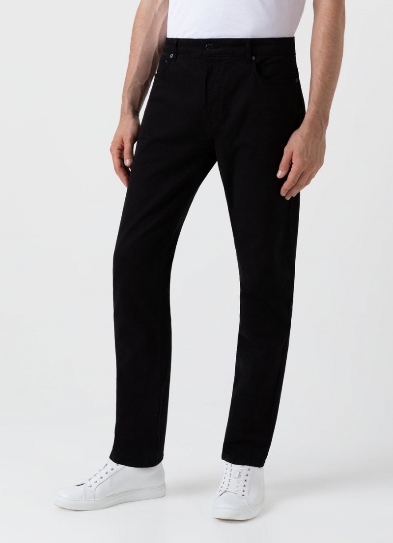 Black Sunspel Cotton Drill 5 Pocket Trouser | 69058-MNZY | USA