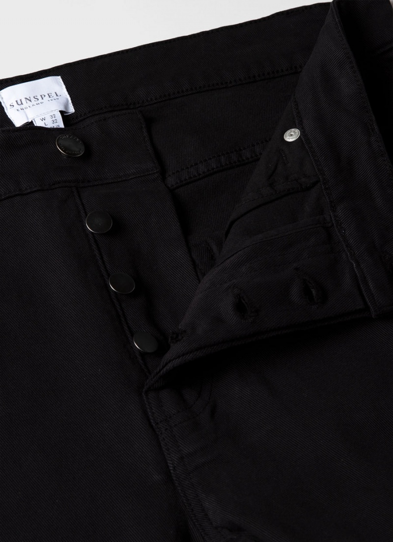 Black Sunspel Cotton Drill 5 Pocket Trouser | 69058-MNZY | USA