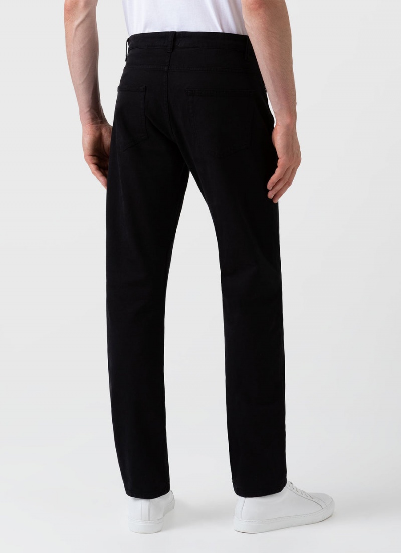 Black Sunspel Cotton Drill 5 Pocket Trouser | 69058-MNZY | USA