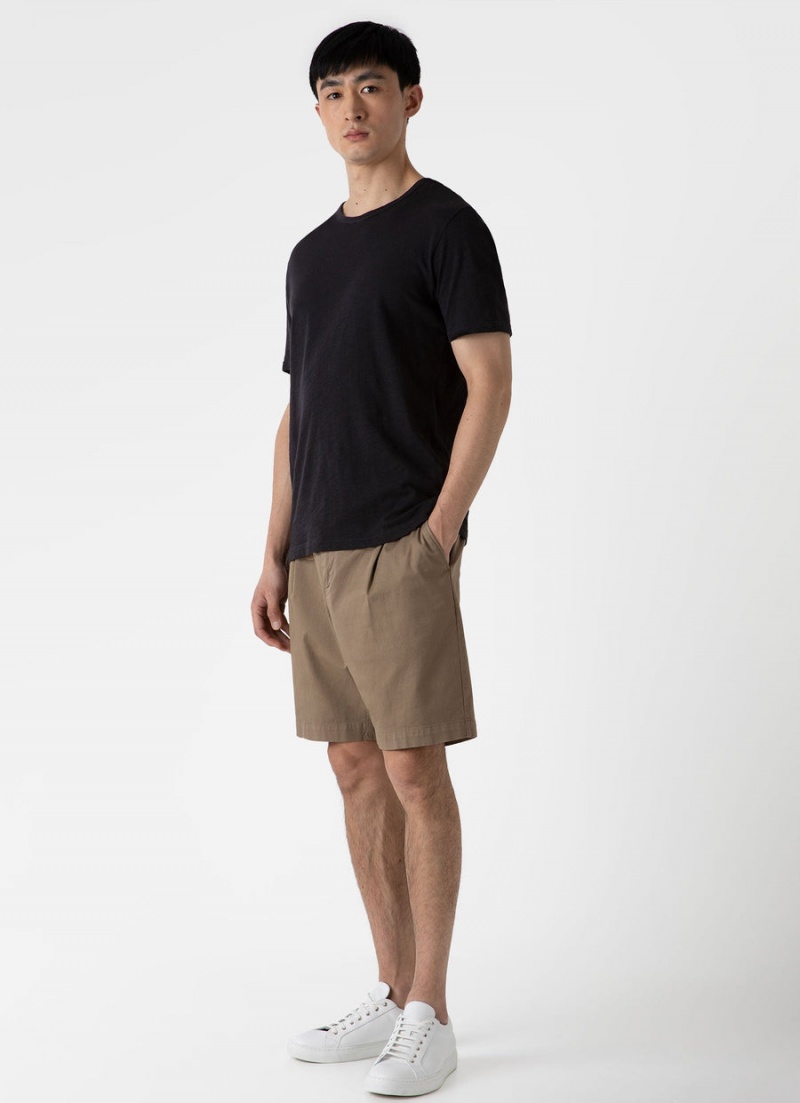 Black Sunspel Cotton Linen T-shirt | 13904-SIOK | USA