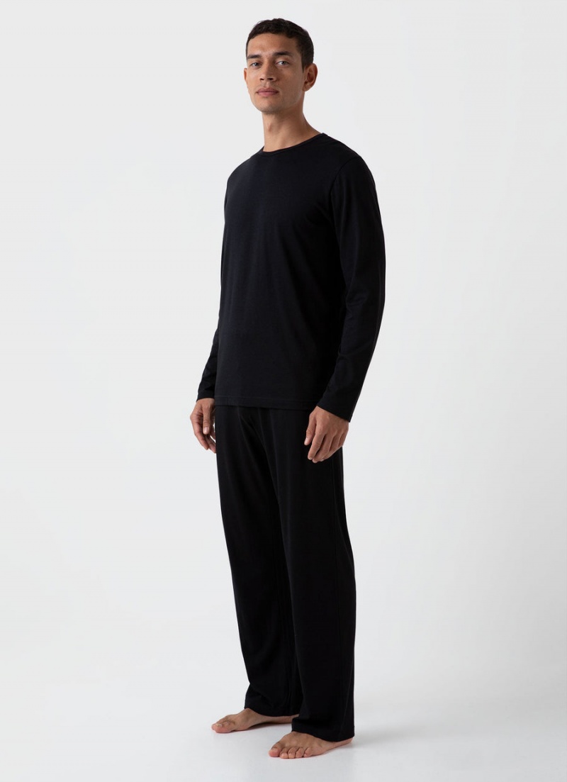 Black Sunspel Cotton Modal Lounge Pant | 94251-KFWD | USA