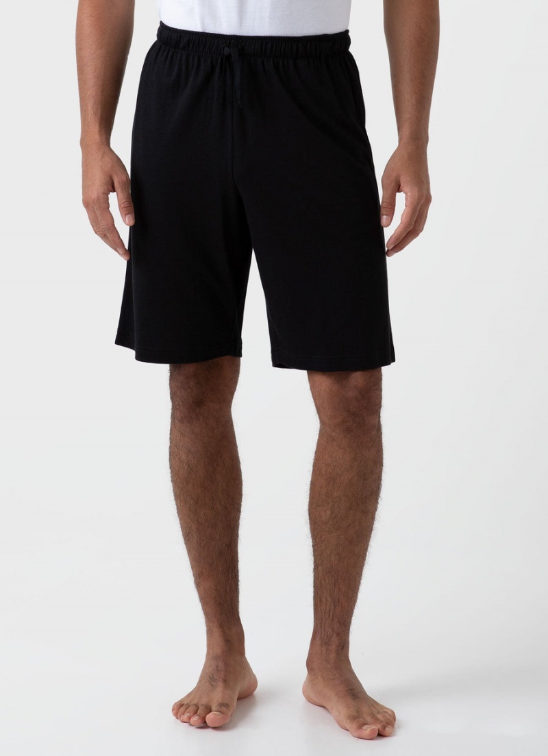 Black Sunspel Cotton Modal Lounge Shorts | 97260-JZLE | USA