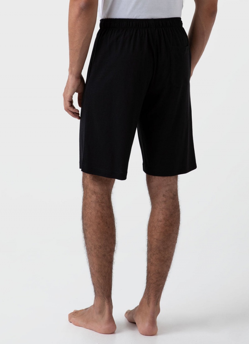 Black Sunspel Cotton Modal Lounge Shorts | 97260-JZLE | USA