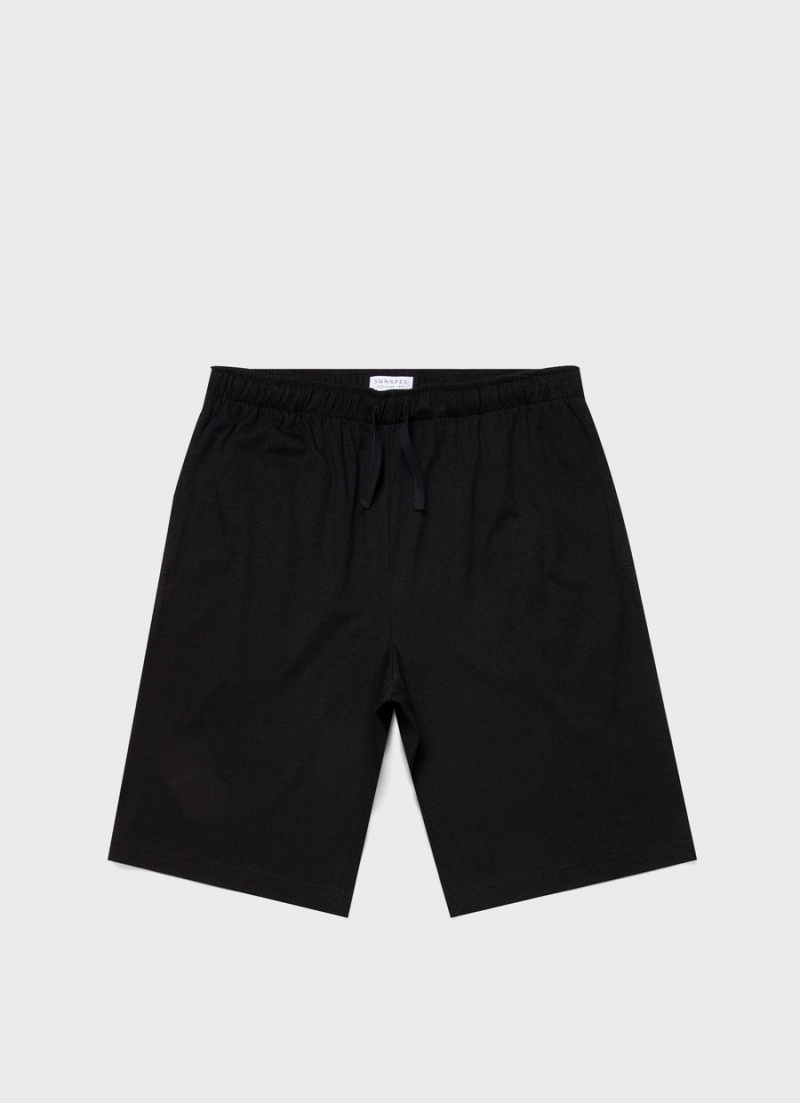 Black Sunspel Cotton Modal Lounge Shorts | 97260-JZLE | USA